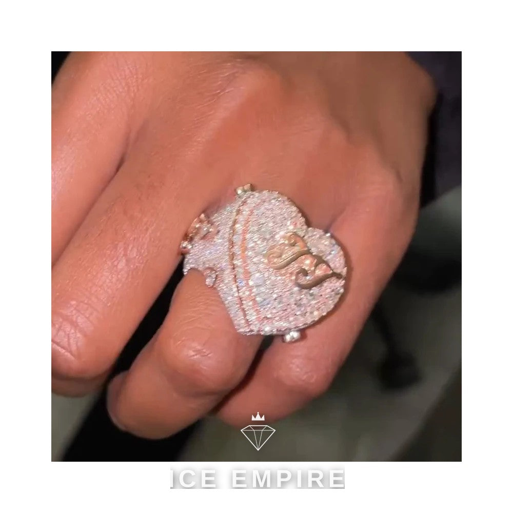 Iced Out Heart Gold Plated Moissanite Ring