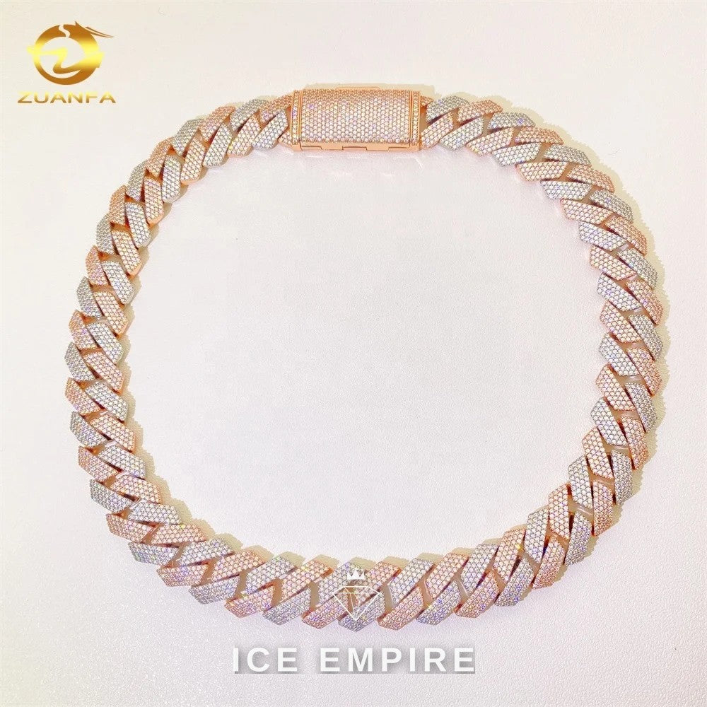Iced Out Rose Gold Plated Moissanite Cuban Chain