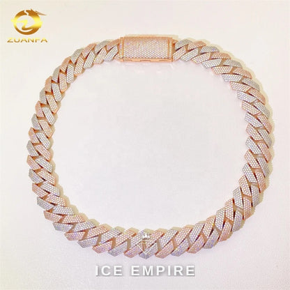 Iced Out Rose Gold Plated Moissanite Cuban Chain