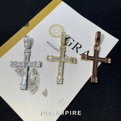 Iced Out Baguette Rose Gold Plated Moissanite Pendant