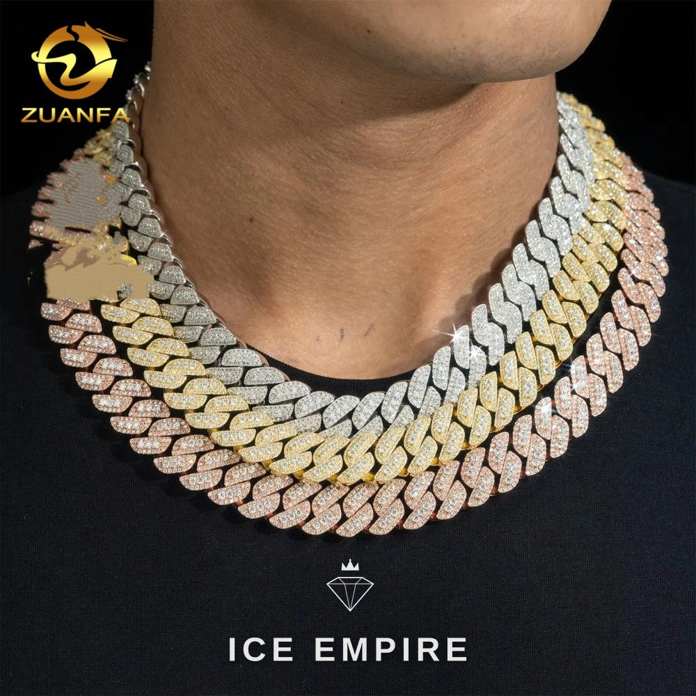 Iced Out Rose Gold Plated Moissanite Cuban Chain