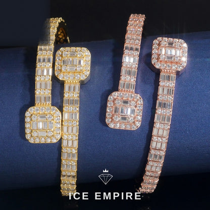 Iced Out Baguette Rose Gold Plated Moissanite Bracelet