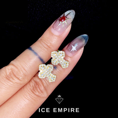 Iced Out Cross Gold Plated Moissanite Hoop Earrings
