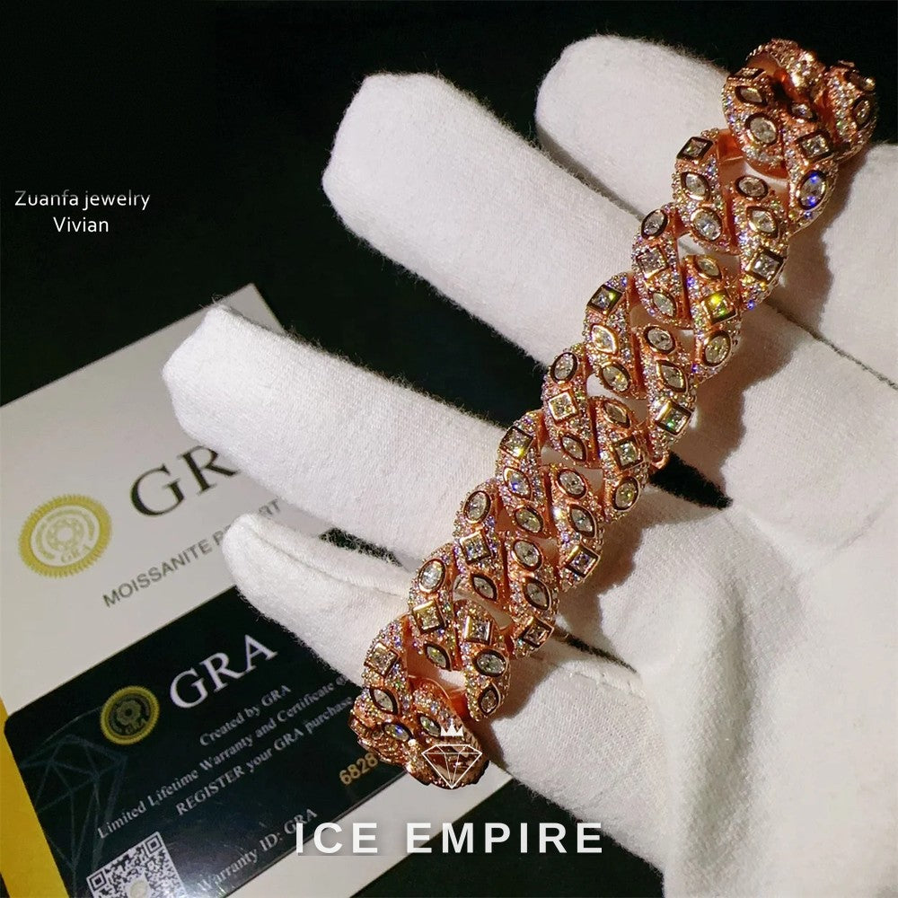 Iced Out 925 Silver Moissanite Cuban Chain