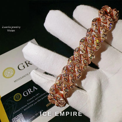 Iced Out 925 Silver Moissanite Cuban Chain