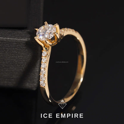 Iced Out 14K Gold Moissanite Engagement Ring
