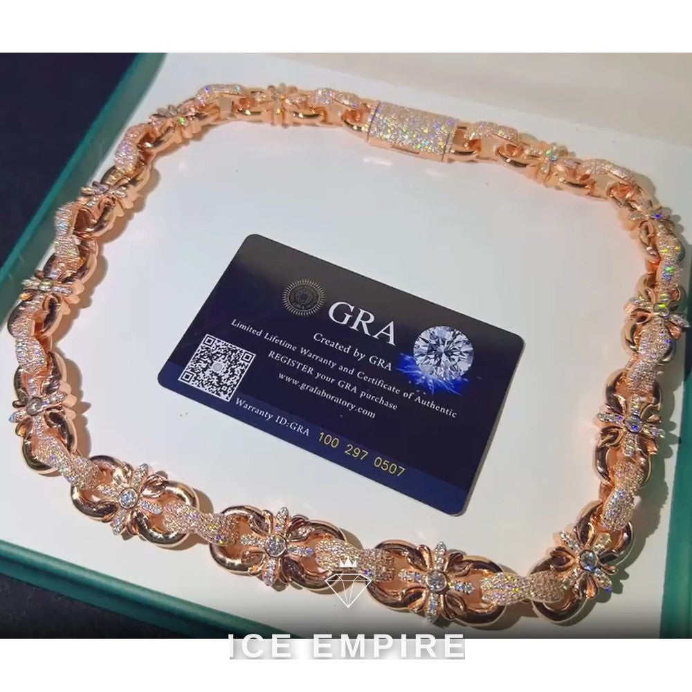 Iced Out Rose Gold Plated Moissanite Cuban Chain