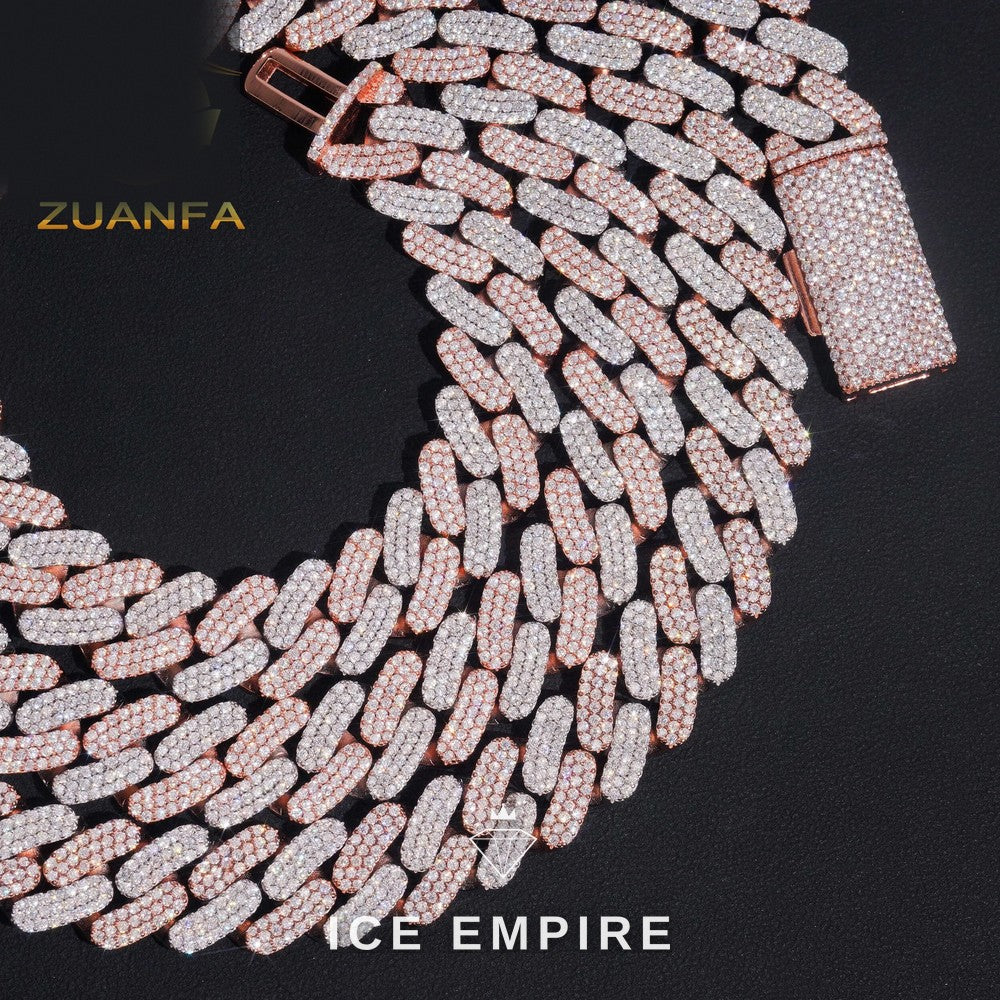 Iced Out Rose Gold Plated Moissanite Cuban Chain