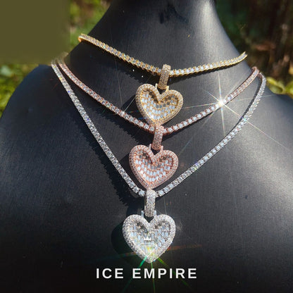 Iced Out Heart 925 Silver Moissanite Pendant