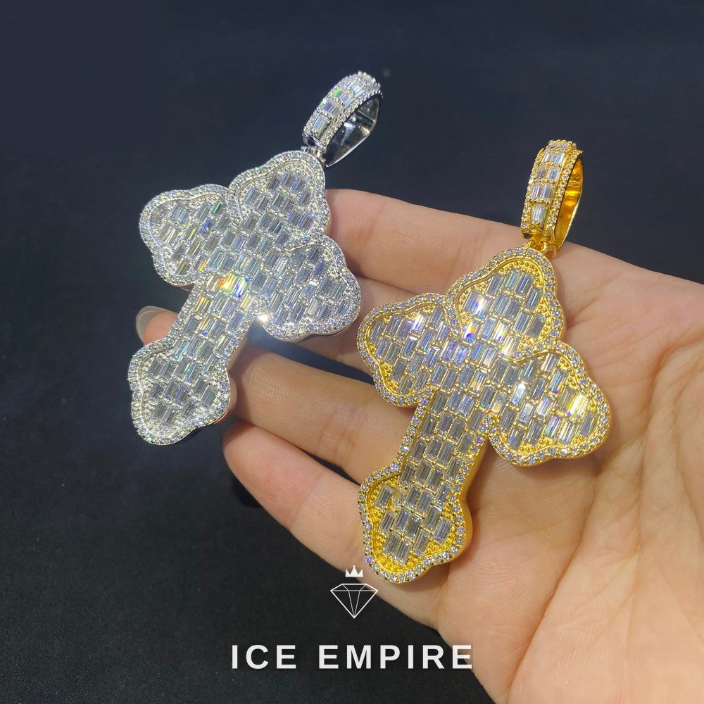 Iced Out Baguette Rose Gold Plated Moissanite Pendant