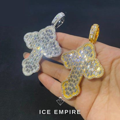 Iced Out Baguette Rose Gold Plated Moissanite Pendant