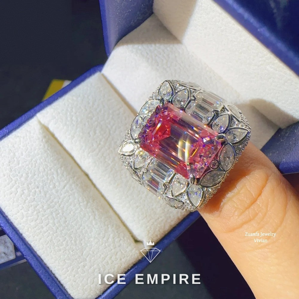 Iced Out Heart 10K Gold Moissanite Ring