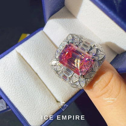 Iced Out Heart 10K Gold Moissanite Ring