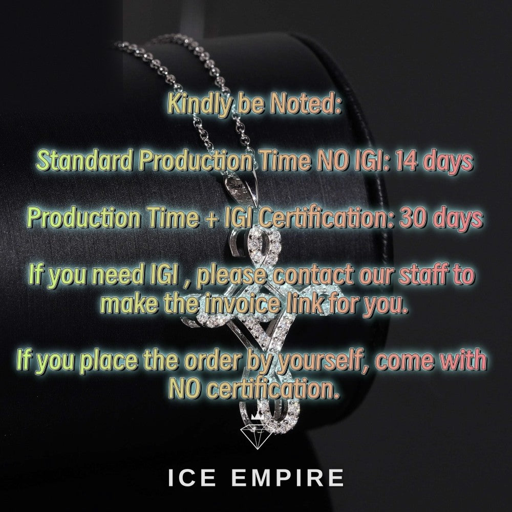 Iced Out Cross 925 Silver Lab Grown Diamond Pendant