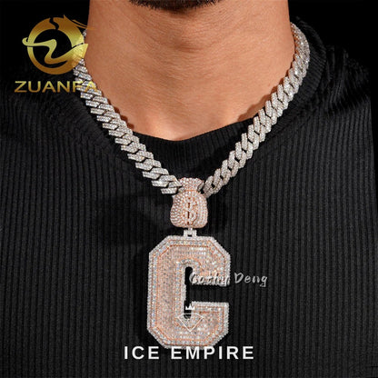 Iced Out Baguette 925 Silver Moissanite Cuban Chain