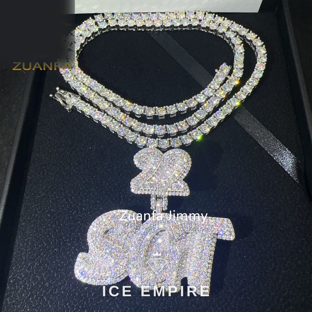 Iced Out 925 Silver Moissanite Tennis Chain