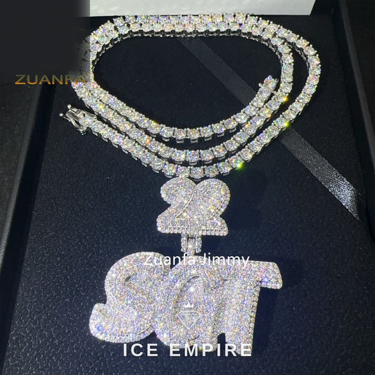 Iced Out 925 Silver Moissanite Tennis Chain