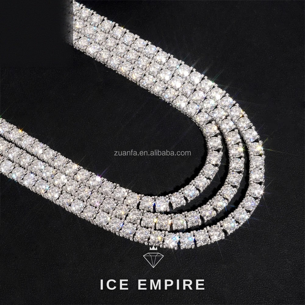 Iced Out Cluster 925 Silver Moissanite Cuban Chain