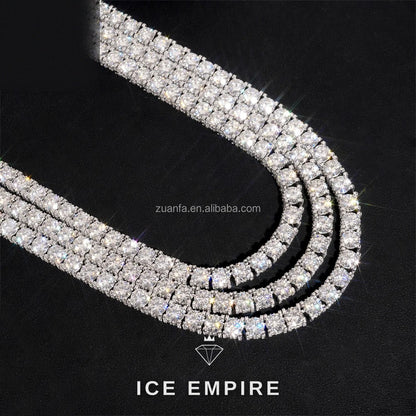 Iced Out Cluster 925 Silver Moissanite Cuban Chain