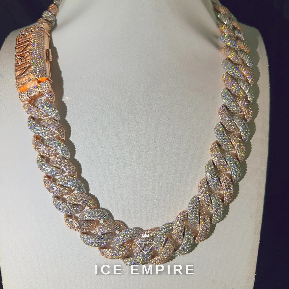 Iced Out Rose Gold Plated Moissanite Cuban Chain