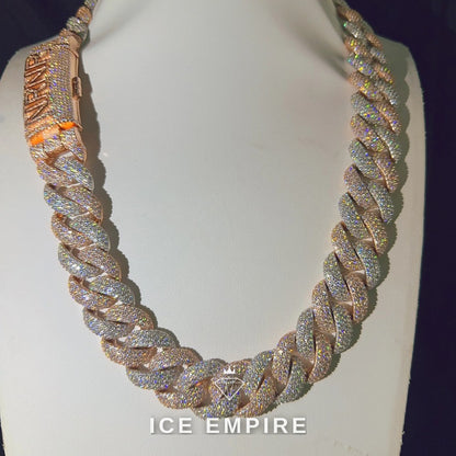 Iced Out Rose Gold Plated Moissanite Cuban Chain