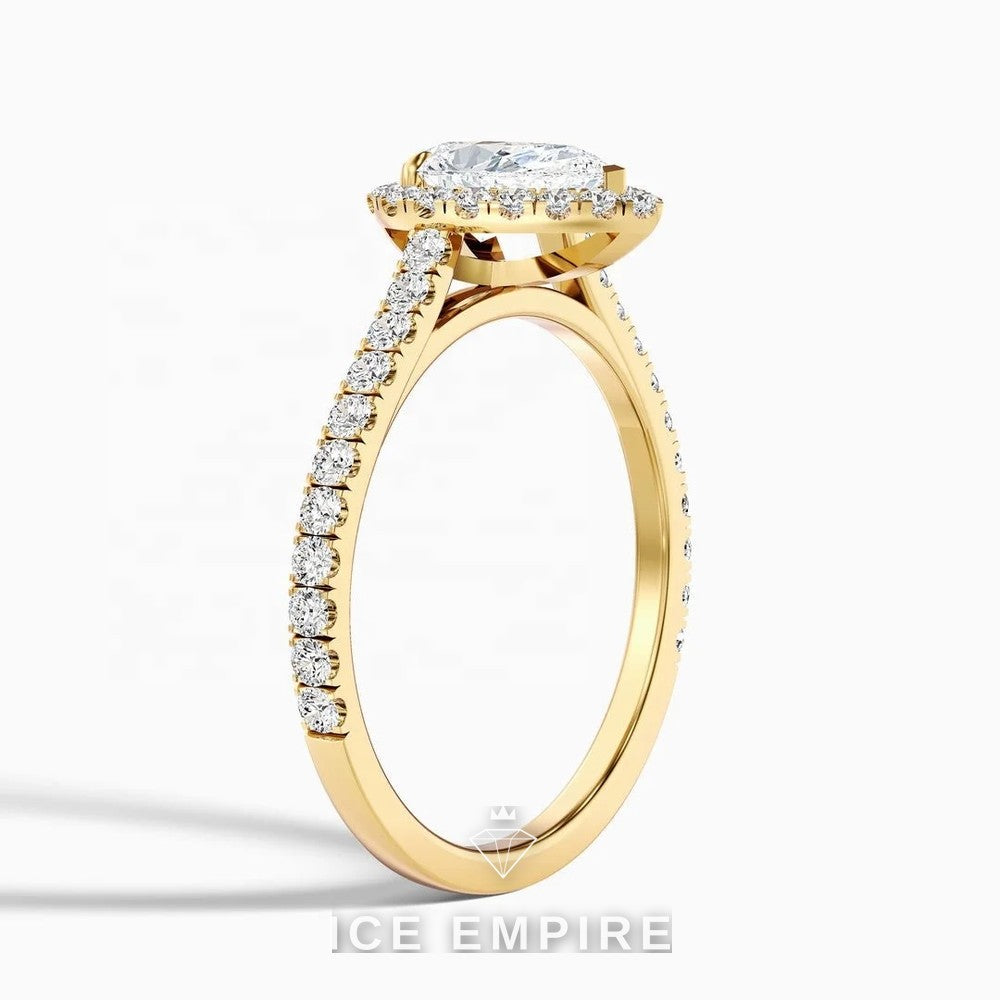 Iced Out 14K Gold Lab Grown Diamond Engagement Ring