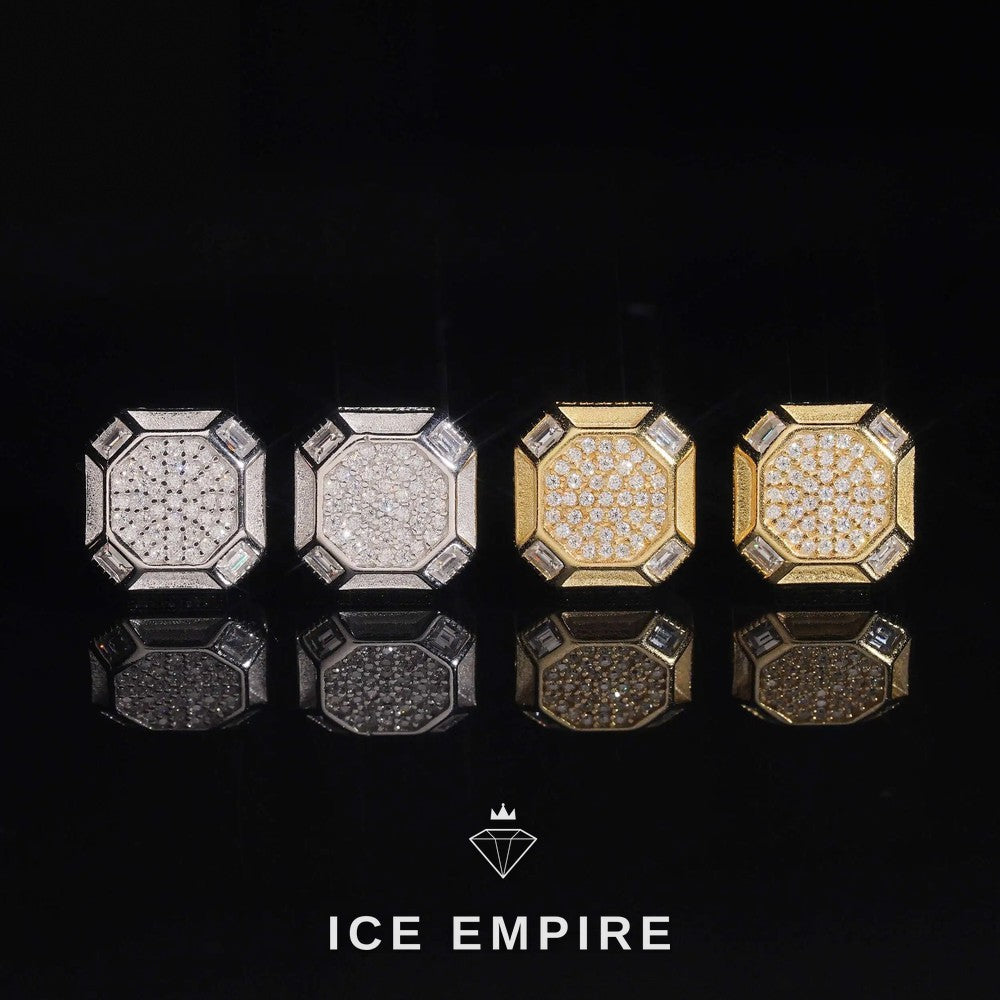 Iced Out 925 Silver Moissanite Stud Earrings