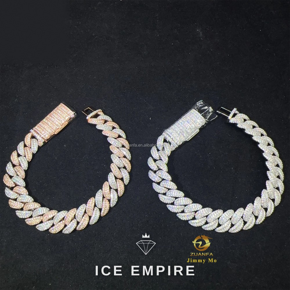Iced Out 925 Silver Moissanite Cuban Chain