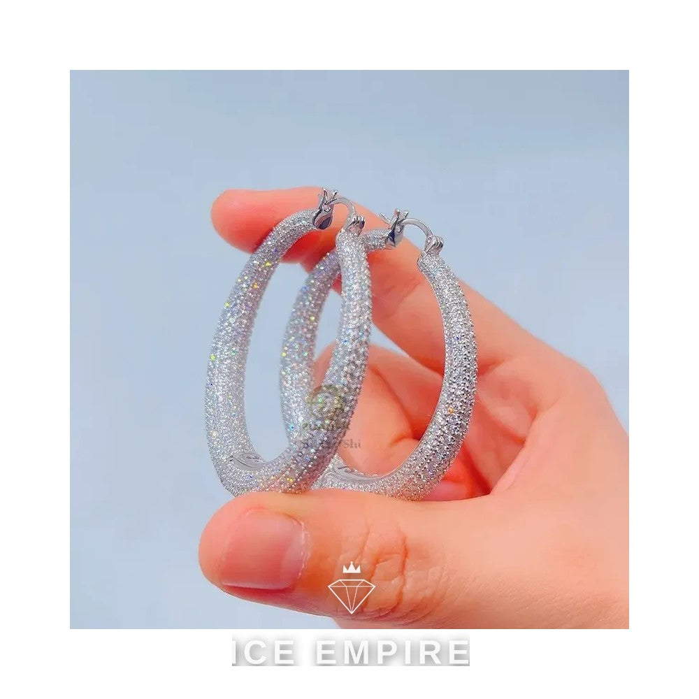 Iced Out Rose Gold Plated Moissanite Hoop Earrings