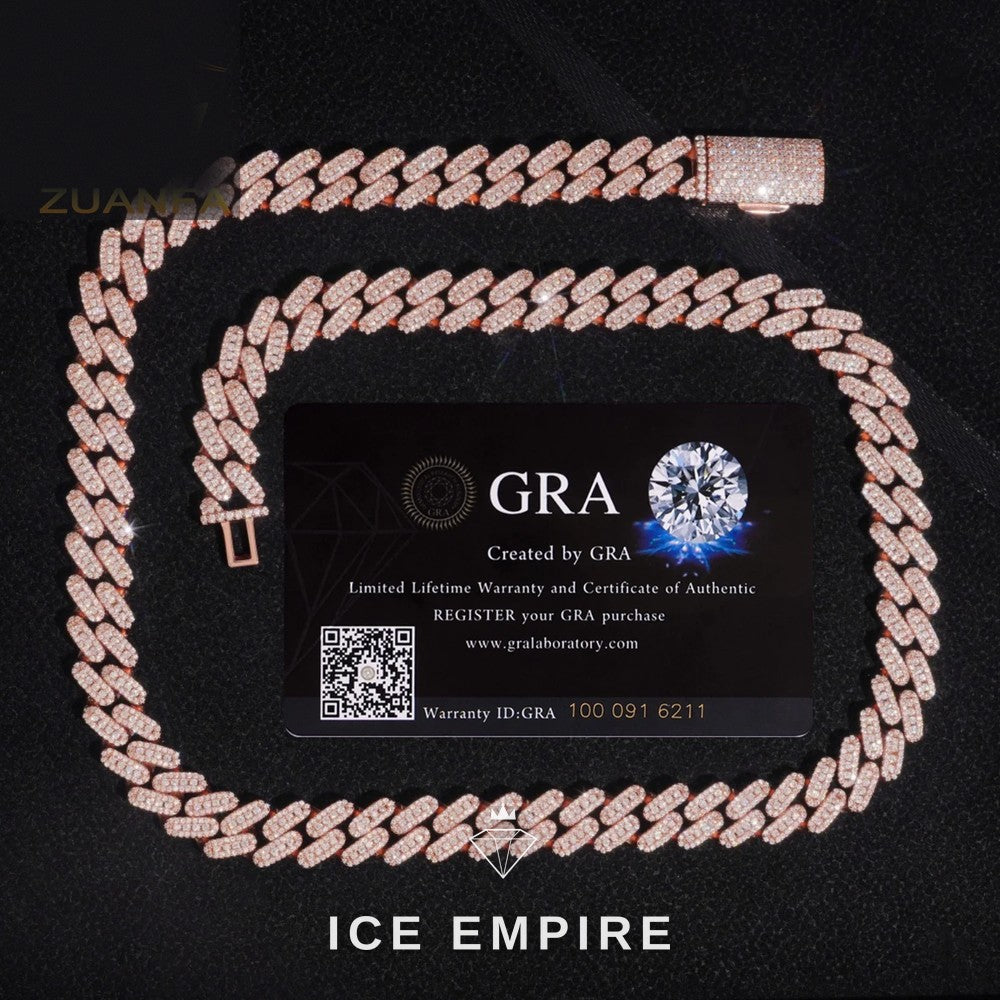Iced Out Rose Gold Moissanite Cuban Chain