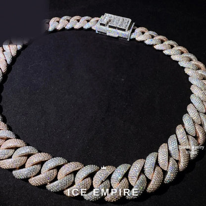 Iced Out Rose Gold Plated Moissanite Cuban Chain