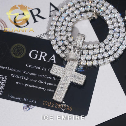 Iced Out Cross Rose Gold Plated Moissanite Pendant