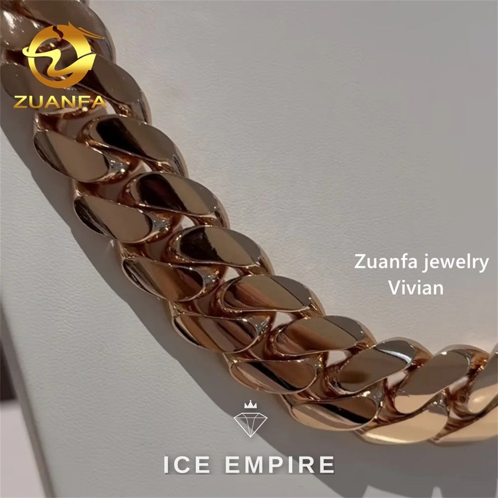 Iced Out Rose Gold Plated Moissanite Cuban Chain