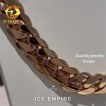 Iced Out Rose Gold Plated Moissanite Cuban Chain