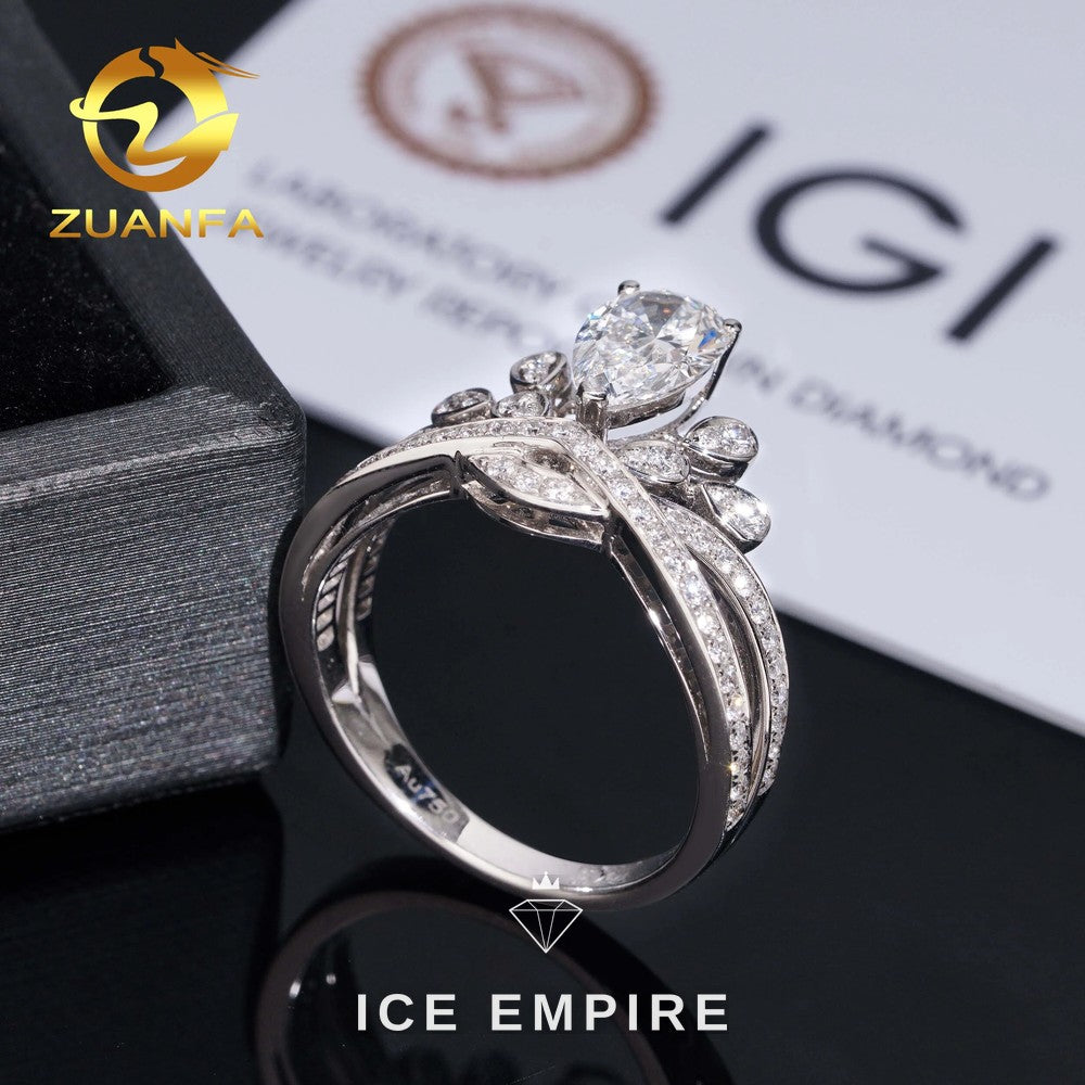 Iced Out Cluster 18K Gold Engagement Ring