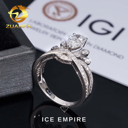 Iced Out Cluster 18K Gold Engagement Ring