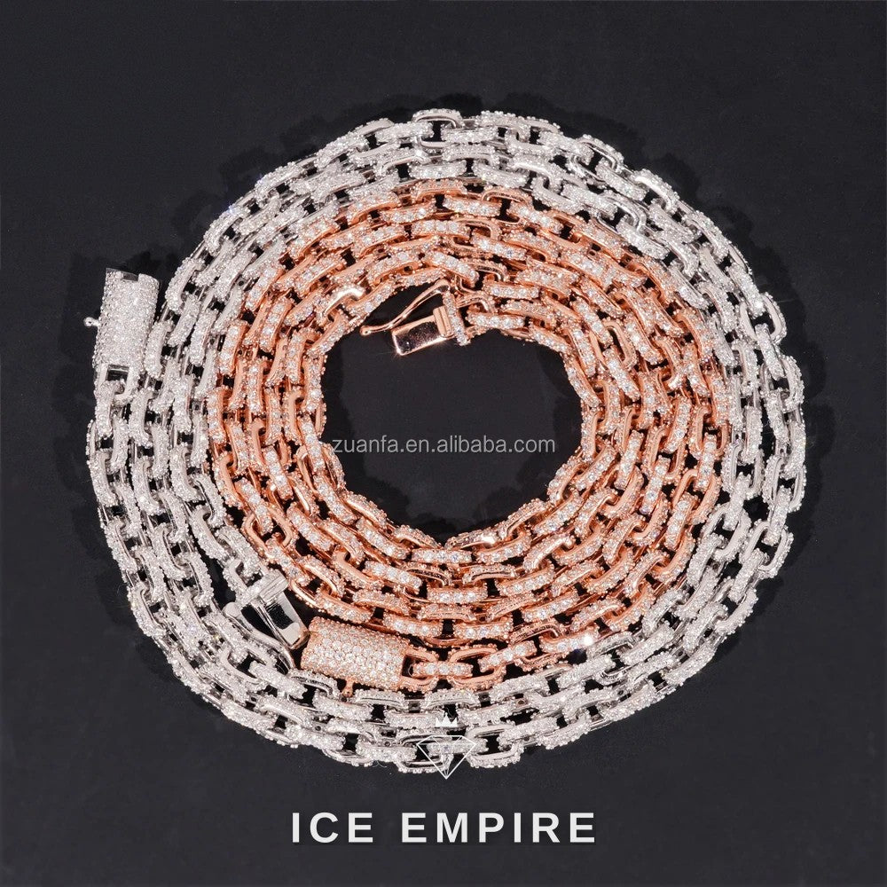 Iced Out Rose Gold Plated Moissanite Cuban Chain