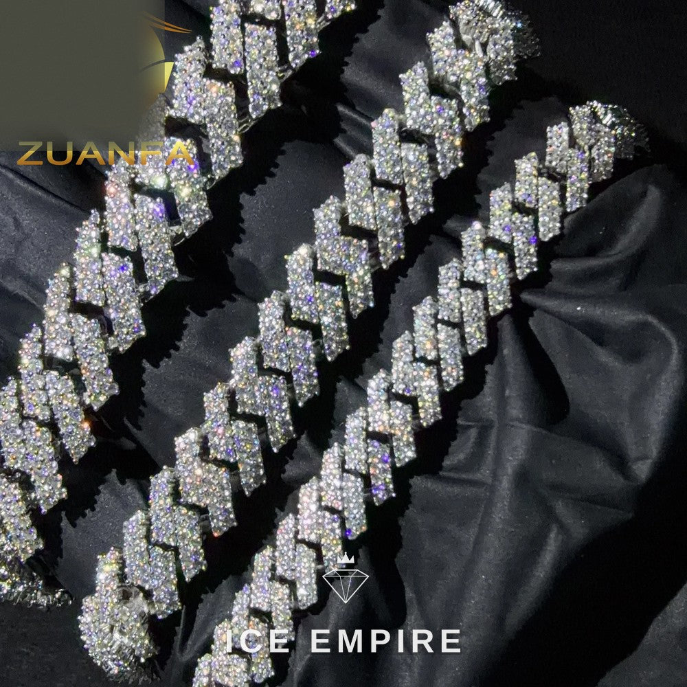 Iced Out 925 Silver Moissanite Cuban Chain