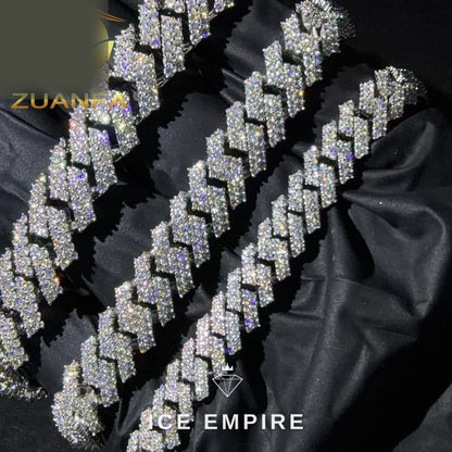 Iced Out 925 Silver Moissanite Cuban Chain