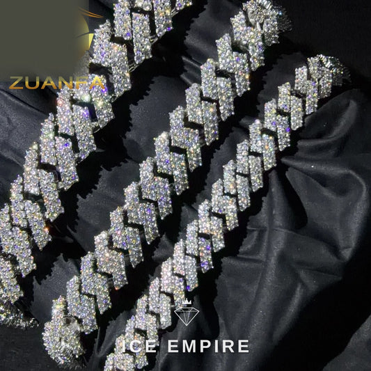 Iced Out 925 Silver Moissanite Cuban Chain