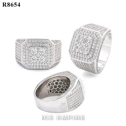 Iced Out 925 Silver Moissanite Ring