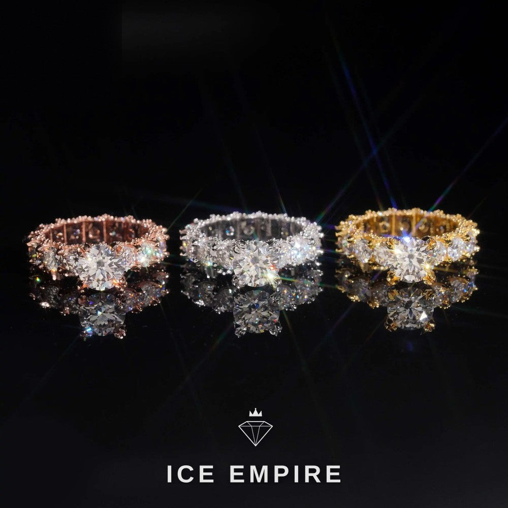 Iced Out Rose Gold Plated Moissanite Wedding Band