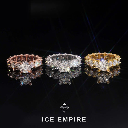 Iced Out Rose Gold Plated Moissanite Wedding Band