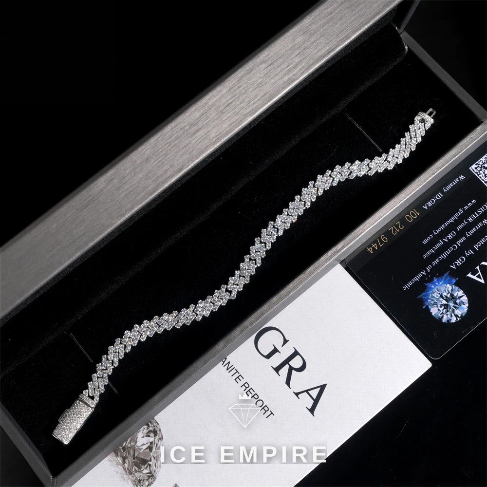Iced Out 925 Silver Moissanite Cuban Chain