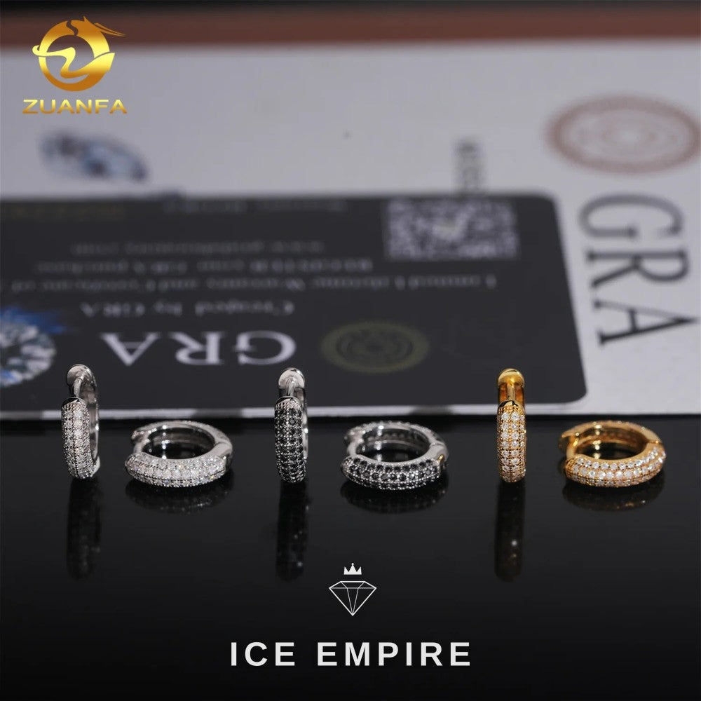 Iced Out 925 Silver Moissanite Hoop Earrings