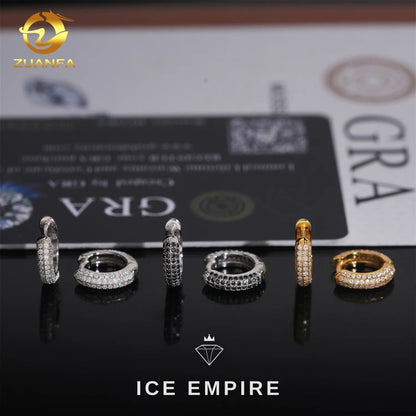 Iced Out 925 Silver Moissanite Hoop Earrings