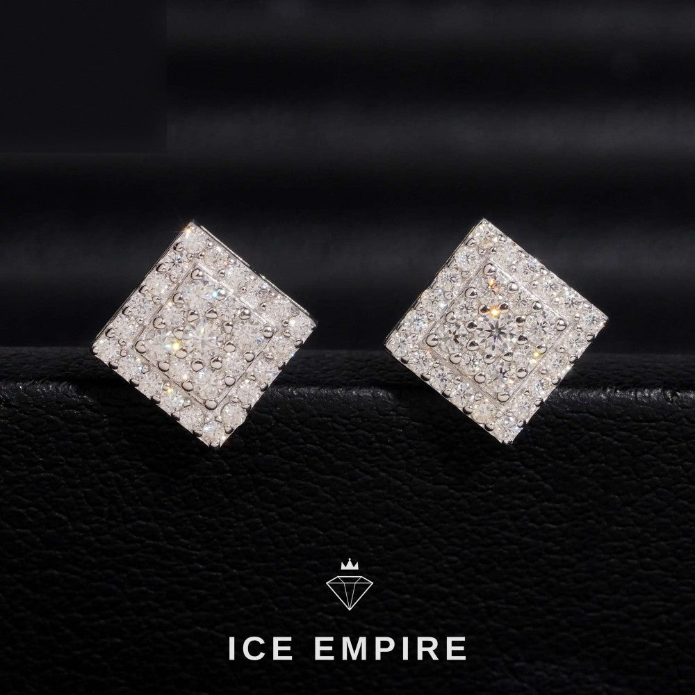 Iced Out Cluster 925 Silver Moissanite Stud Earrings