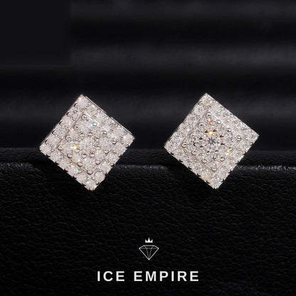 Iced Out Cluster 925 Silver Moissanite Stud Earrings