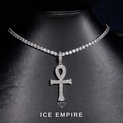 Iced Out Cross Gold Plated Lab Grown Diamond Pendant