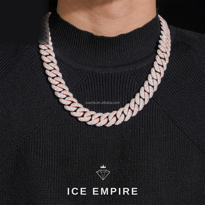 Iced Out Rose Gold Moissanite Cuban Chain